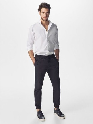 С чем носить черные кожаные низкие кеды мужчине