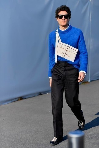 С чем носить черные кожаные низкие кеды мужчине