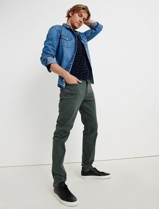 С чем носить черные кожаные низкие кеды мужчине