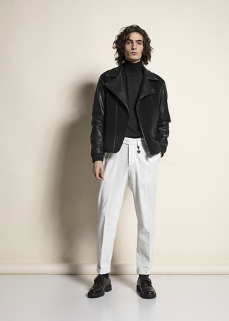 С чем носить черные кожаные монки