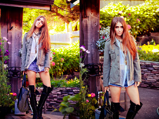 С чем носить черные кожаные ботфорты