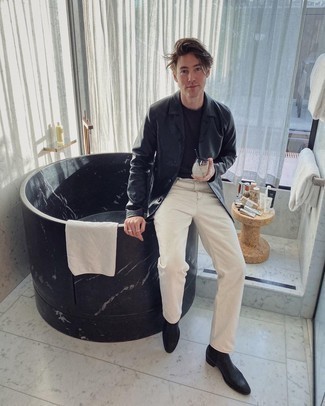 С чем носить черное кожаное длинное пальто