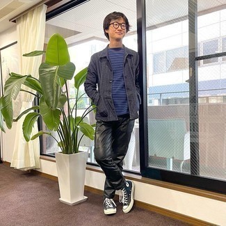 С чем носить черные кожаные брюки мужчине