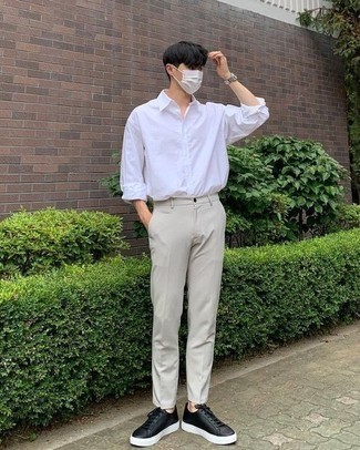 С чем носить черные кожаные кеды мужчине