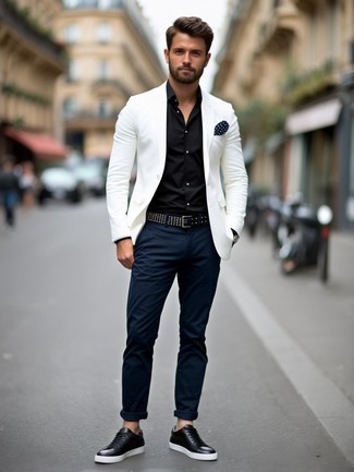 С чем носить черные кожаные кеды мужчине