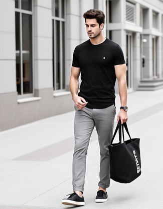 С чем носить черные кожаные кеды мужчине