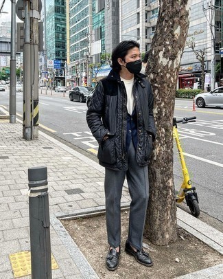 С чем носить черные кожаные лоферы с кисточками