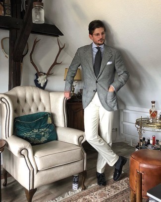 С чем носить черные кожаные лоферы с кисточками