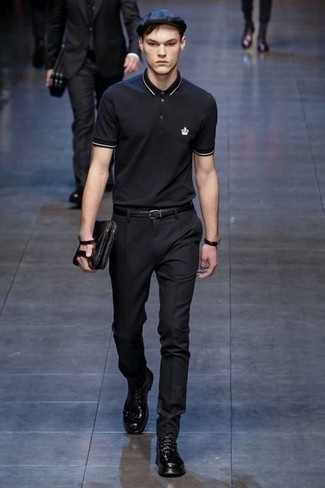 С чем носить черный кожаный мужской клатч мужчине