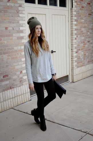 Какие ботильоны носить с черными леггинсами