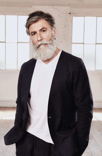 С чем носить черный льняной пиджак мужчине