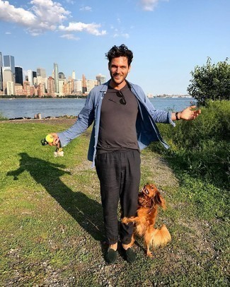 С чем носить черные льняные брюки мужчине