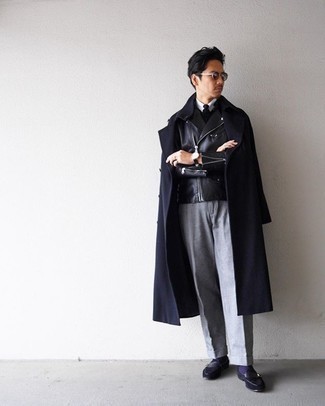 Какие косухи носить с черными лоферами мужчине