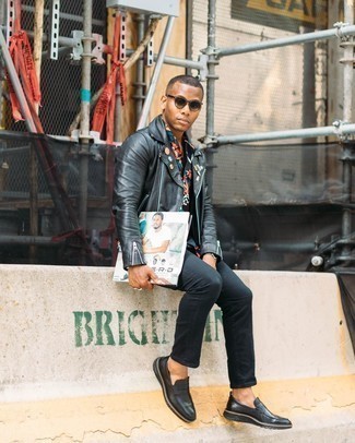 Какие косухи носить с черными лоферами мужчине