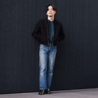 Какие бомберы носить с черными лоферами мужчине