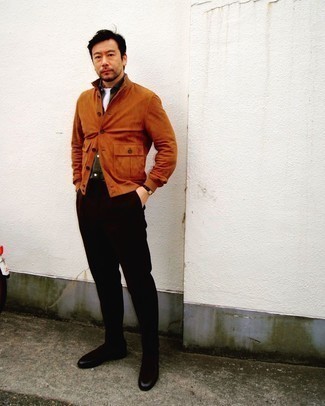 Какие бомберы носить с черными лоферами мужчине