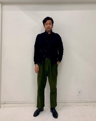 Какие бомберы носить с черными лоферами мужчине