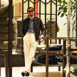 Какие брюки карго носить с черными лоферами