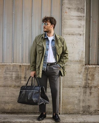 Какие джинсовые куртки носить с черными лоферами мужчине