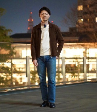 Какие свитшоты носить с черными лоферами мужчине