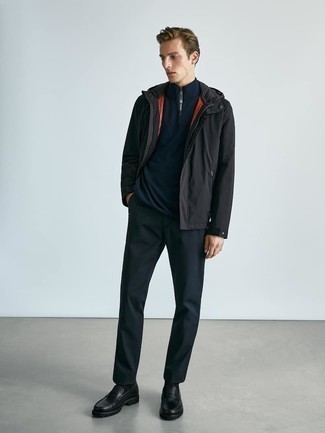 Какие ветровки носить с черными лоферами мужчине