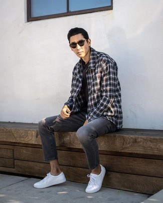 С чем носить черную рубашку с длинным рукавом мужчине