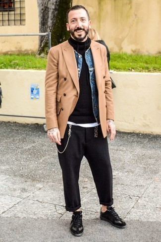 Какое полупальто носить с черными низкими кедами