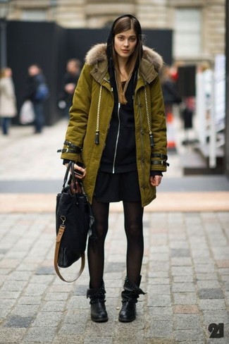 Какие парки носить с черными полусапогами