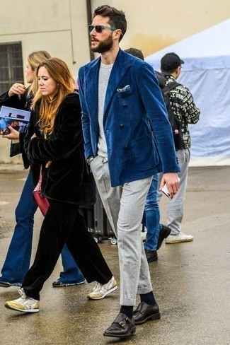 Какие двубортные пиджаки носить с черными монками