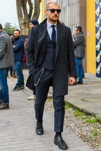 Какие длинные пальто носить с черными монками