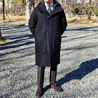 Какие броги носить с черным длинным пальто