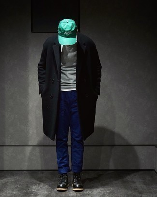 С чем носить черное длинное пальто