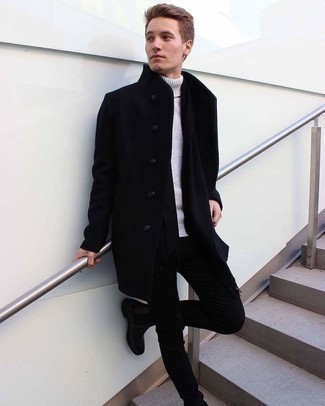 С чем носить черное длинное пальто
