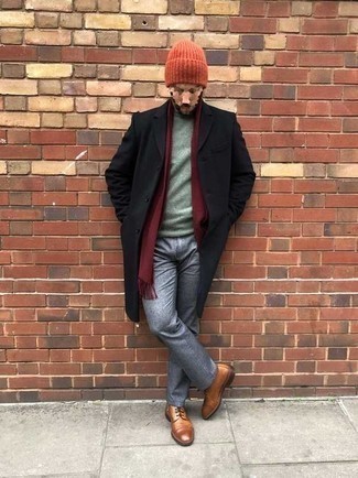 С чем носить черное длинное пальто