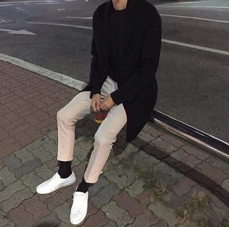 С чем носить черное длинное пальто