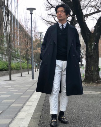 С чем носить черное длинное пальто