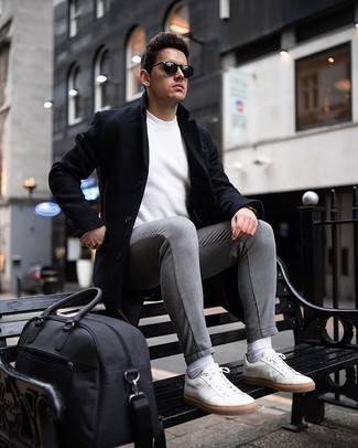 С чем носить черное длинное пальто