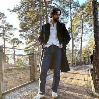 С чем носить черное длинное пальто