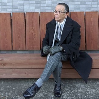 С чем носить черное длинное пальто