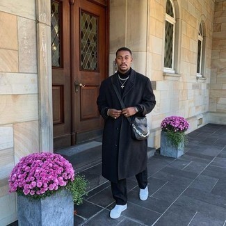 С чем носить черное длинное пальто