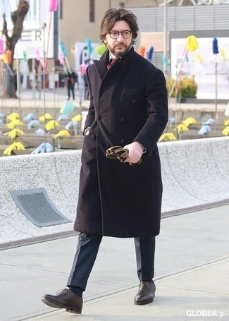 С чем носить черное длинное пальто