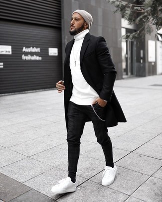 С чем носить черное длинное пальто