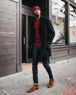 С чем носить черное длинное пальто