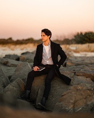 С чем носить черное длинное пальто