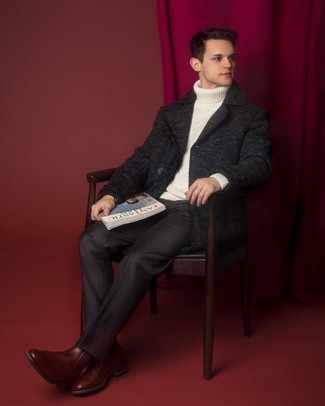 С чем носить черное длинное пальто