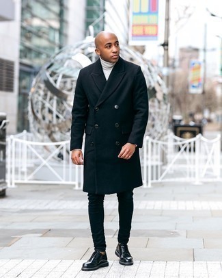 С чем носить черное длинное пальто