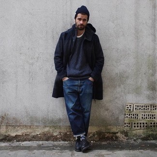 С чем носить черное длинное пальто