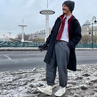 С чем носить черное длинное пальто