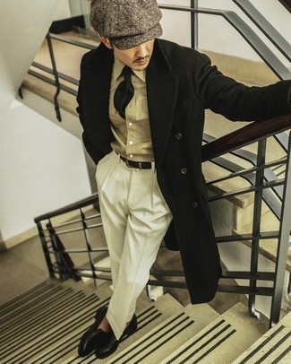 Какие лоферы носить с черным длинным пальто