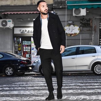 С чем носить черное полупальто